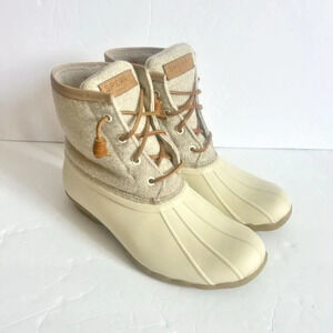 Sperry Cream and Tan Winter Boots